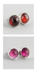 14kw stud earrings with garnet and pink tourmaline
